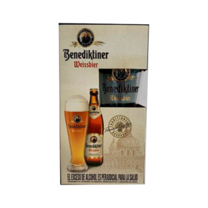 CERVEZA TRIPACK BENEDIKTINER BOTELLA 500ml+VASO