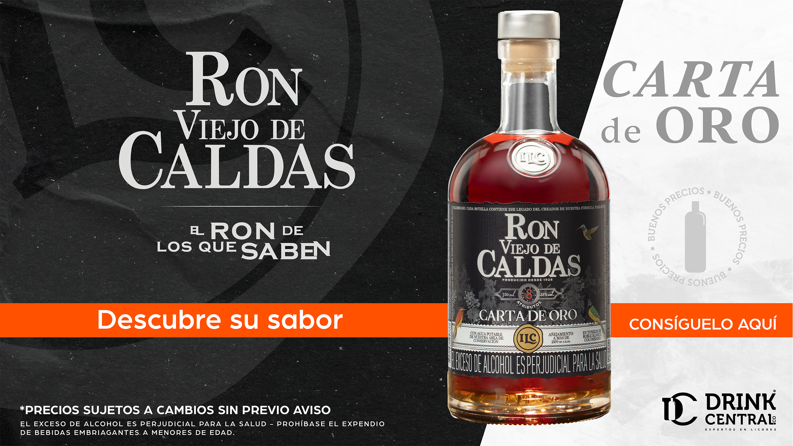 Ron Viejo de Caldas 8 años Carta de Oro